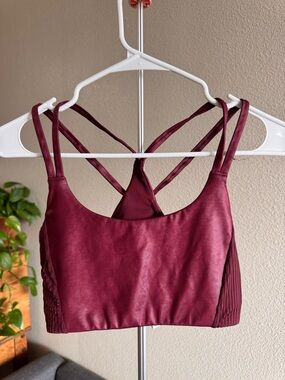 Fabletics Women’s Strappy Burgundy Bralette - Comfortable Everyday Support